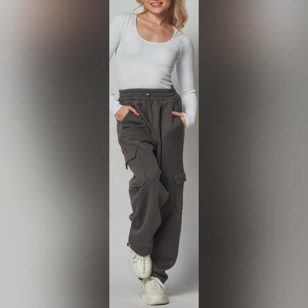 🆕Slate Fleece Lined Cargo Sweat Jogger Pants